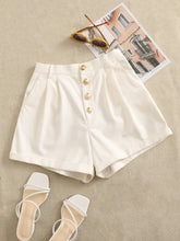 Essnce High Waist Button Front Wide Leg Shorts